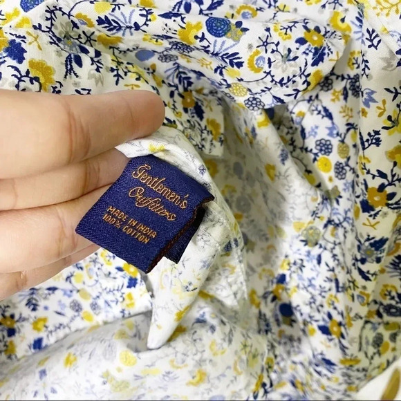 GENTLEMEN'S OUTFITTERS Navy Yellow Floral Button Down Shirt - Picture 4 of 6